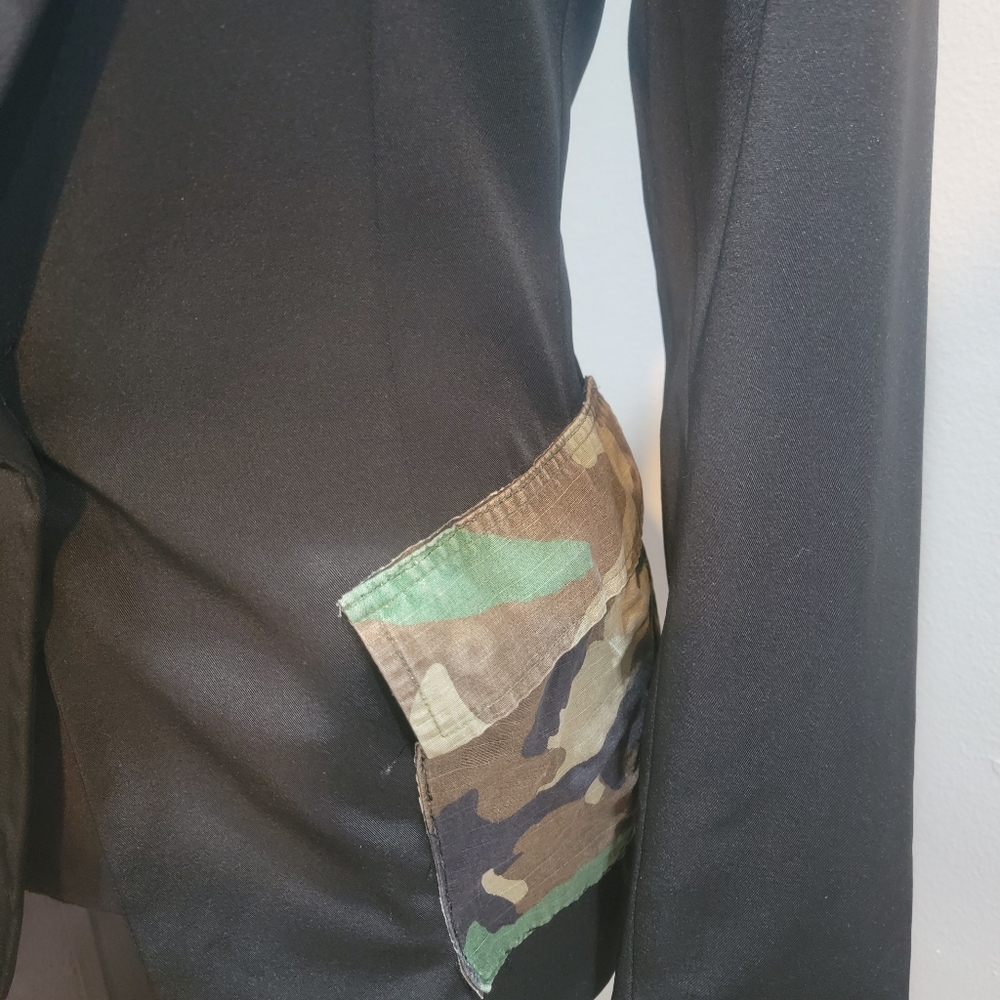 Custom Blazer - Black Camouflage & Denim Custom Blazer Camouflage Blazer - Picture 3 of 4